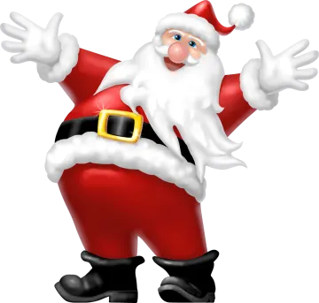 a santa claus with his arms out
