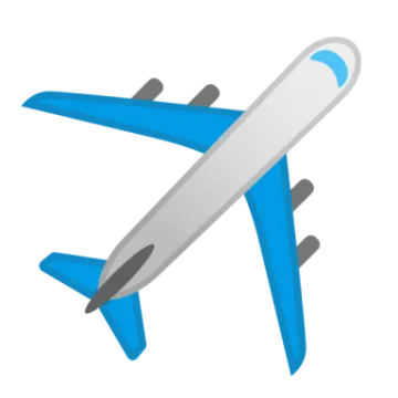 a blue and white airplane icon