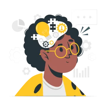 a woman with glasses and gears on her head