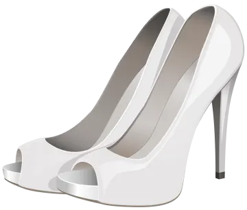 a pair of white high heels on a white background