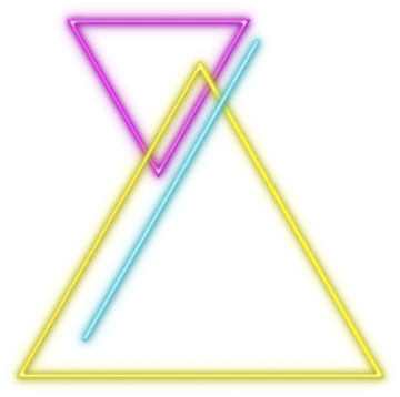 a neon triangle on a white background