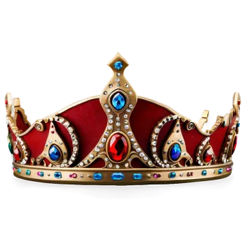 a red and gold crown on a white background