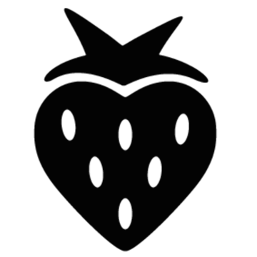 a black and white image of a strawberry