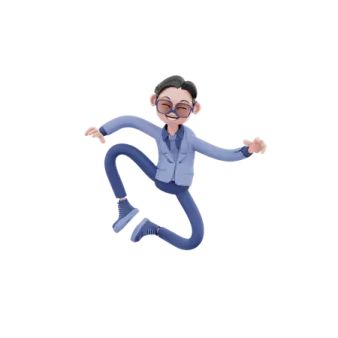a man in a blue suit is jumping