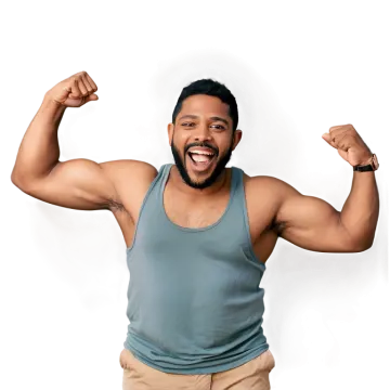 a man in a tank top flexing his muscles
