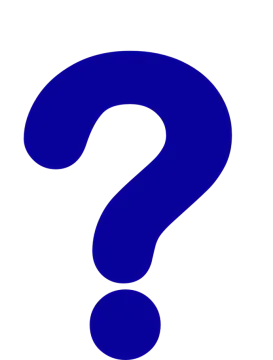 a blue question mark on a white background
