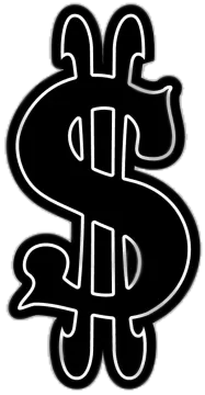 a black and white dollar sign on a white background