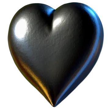 a black heart shaped object on a white background