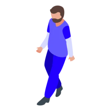 a person in blue pants and a white shirt