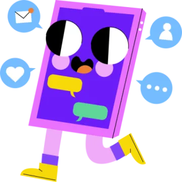 an image of a purple book with a face on it