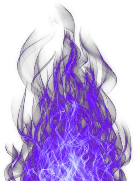 a blue and white fire on a white background