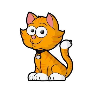 a cartoon cat sitting on the ground