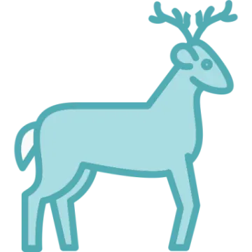 a blue reindeer silhouetted on a white background