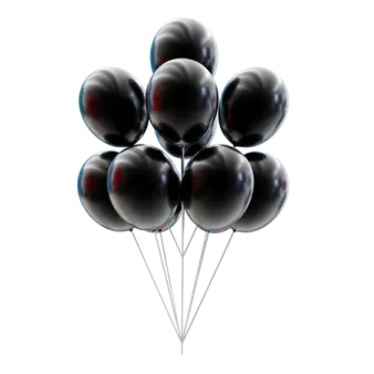a bunch of black balloons on a white background