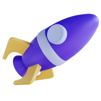 a toy rocket is flying through the air