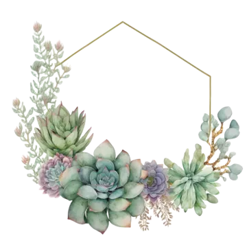 a watercolor sus wreath with a gold hexagon frame