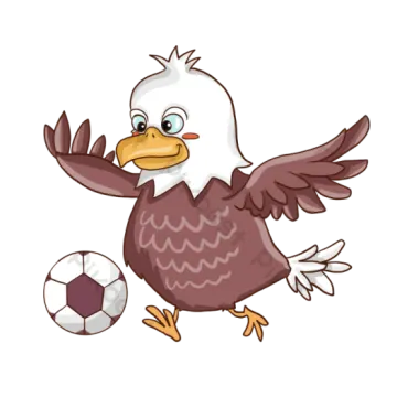 a cartoon bird with a soccer ball