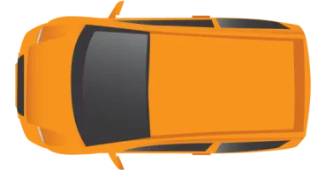 the top view of an orange car