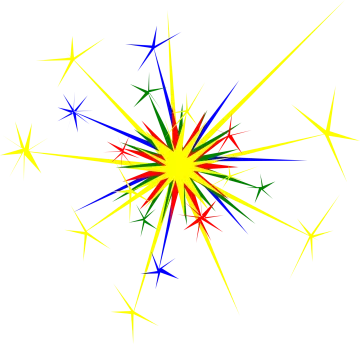 a colorful star burst on white background