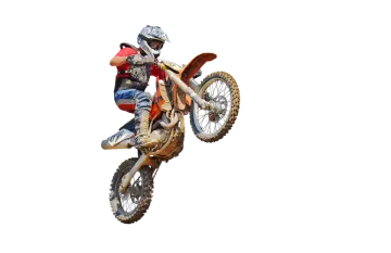 a person riding a dirt bike in the air