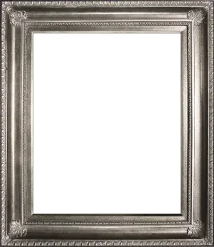 a silver frame on a white background