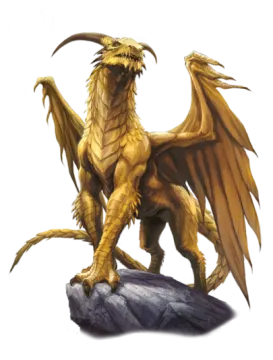 a golden dragon standing on top of a rock
