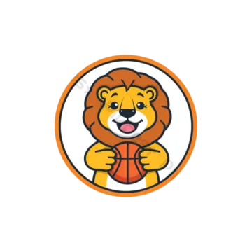a cartoon lion holding a basketball ball