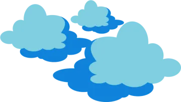 three blue clouds on a white background