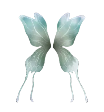 a green and white butterfly with wings