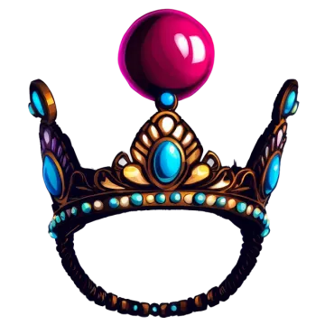 a crown with a red ball on top