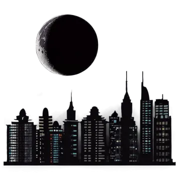 a black and white image of a city with buildings
