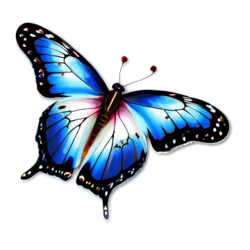 a blue butterfly on a white background
