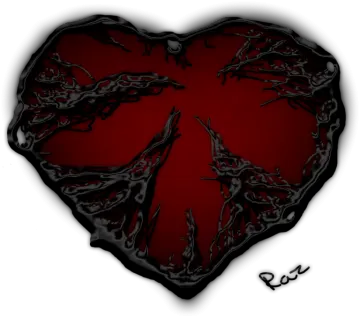 a black and red heart shaped object