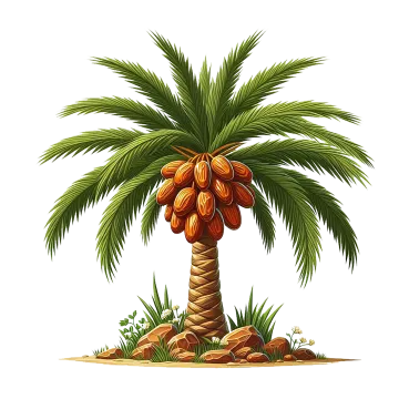 a palm tree with fruits on it