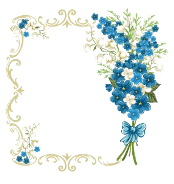 blue and white flowers clipart