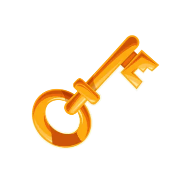 a golden key on a white background