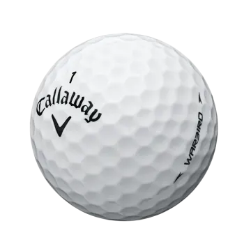 a white golf ball with black lettering on it