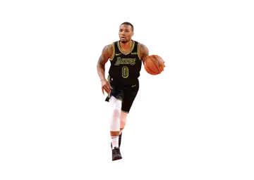 the basketball player is running with the ball