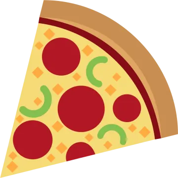 a slice of pizza on a white background