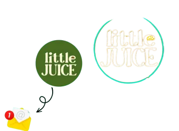 the little juice logo and an image of a balloon