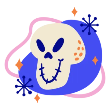 an illustration of a skull and cross bones
