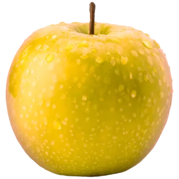 a green apple with water drops on it