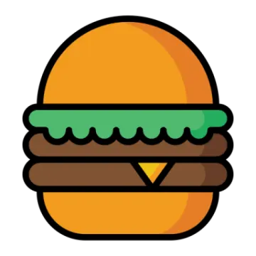 a hamburger with a green leaf on top
