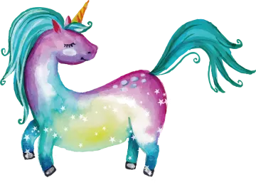 a watercolor drawing of a unicorn