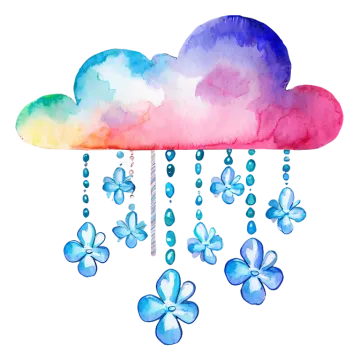a watercolor drawing of a cloud with butterflies