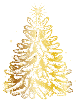 a gold christmas tree on a white background