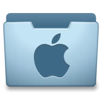 a blue folder with an apple logo