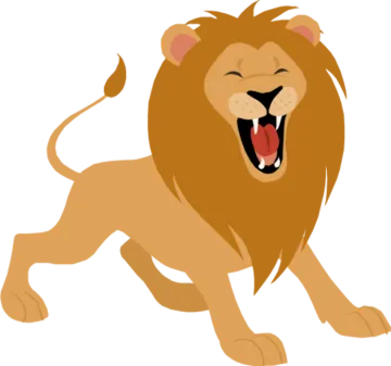 a cartoon lion with its mouth open