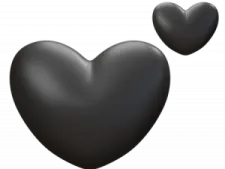 two black hearts on a white background