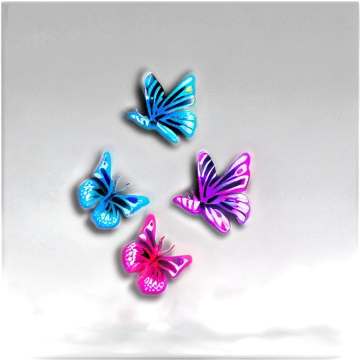 three colorful butterflies on a white background